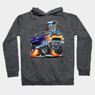 Classic Fifties Hot Rod Muscle Car Cartoon Hoodie